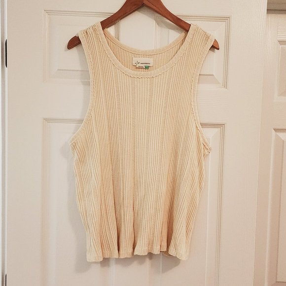 Anthropologie Tops - Anthropologie Cream Ribbed Tank Top Size 2X